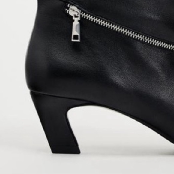 ZARA 100% SOFT LEATHER ZIPPERED BOOTS - Picture 10 of 14